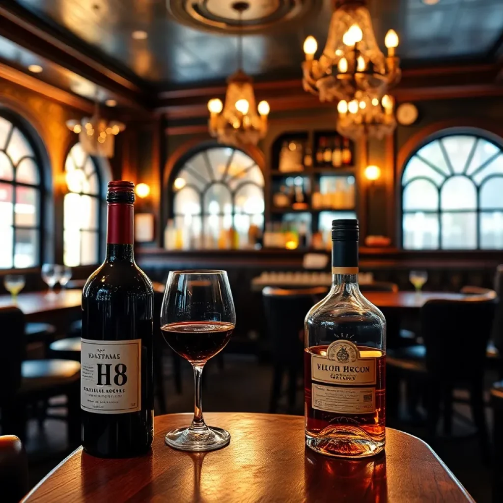 Cozy bar interior with vintage decor at Audrey's Wine + Bourbon