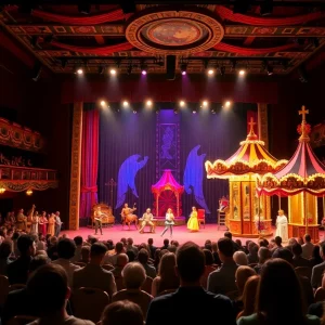 Stunning stage design for Carousel musical performance.