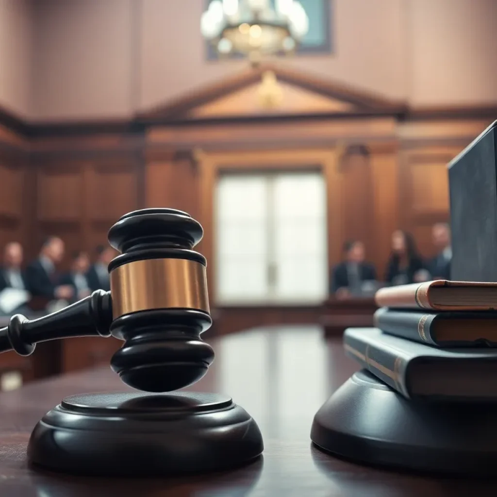 Courtroom representing justice in a firearm trafficking case.