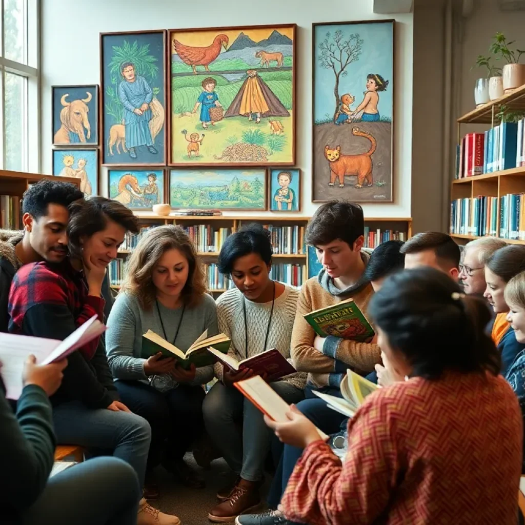 Community members participating in the Big Read event at Kansas City Public Library