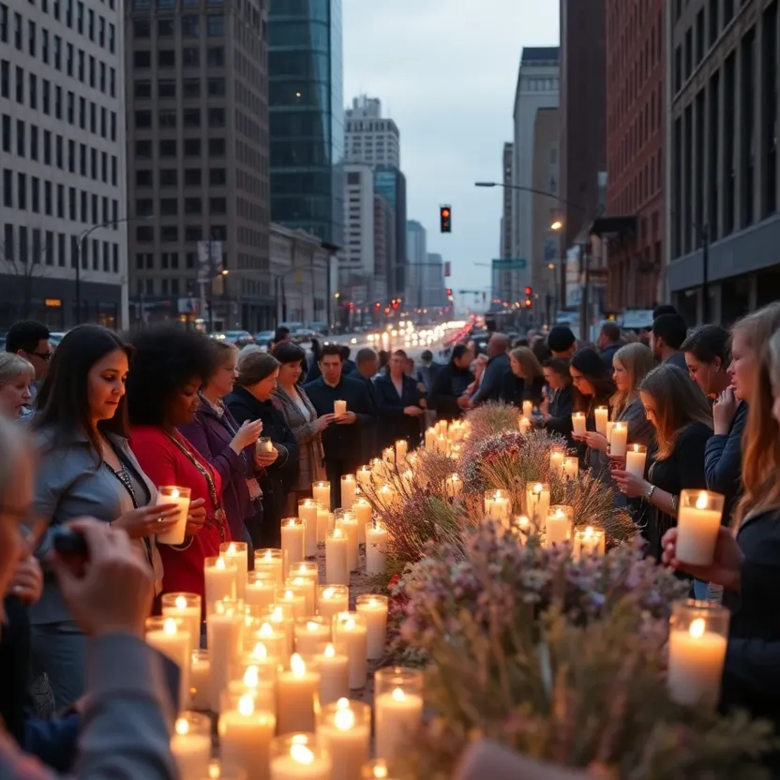 Community members in Kansas City gathering in memory of tragedy
