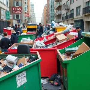 People dumpster diving in Kansas City looking for treasures.