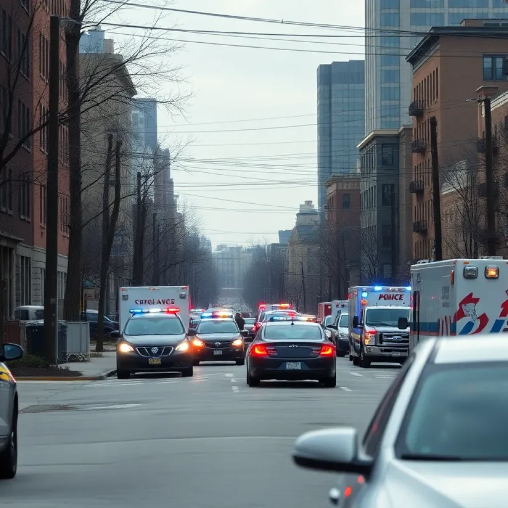 Police activity at a crime scene in Kansas City