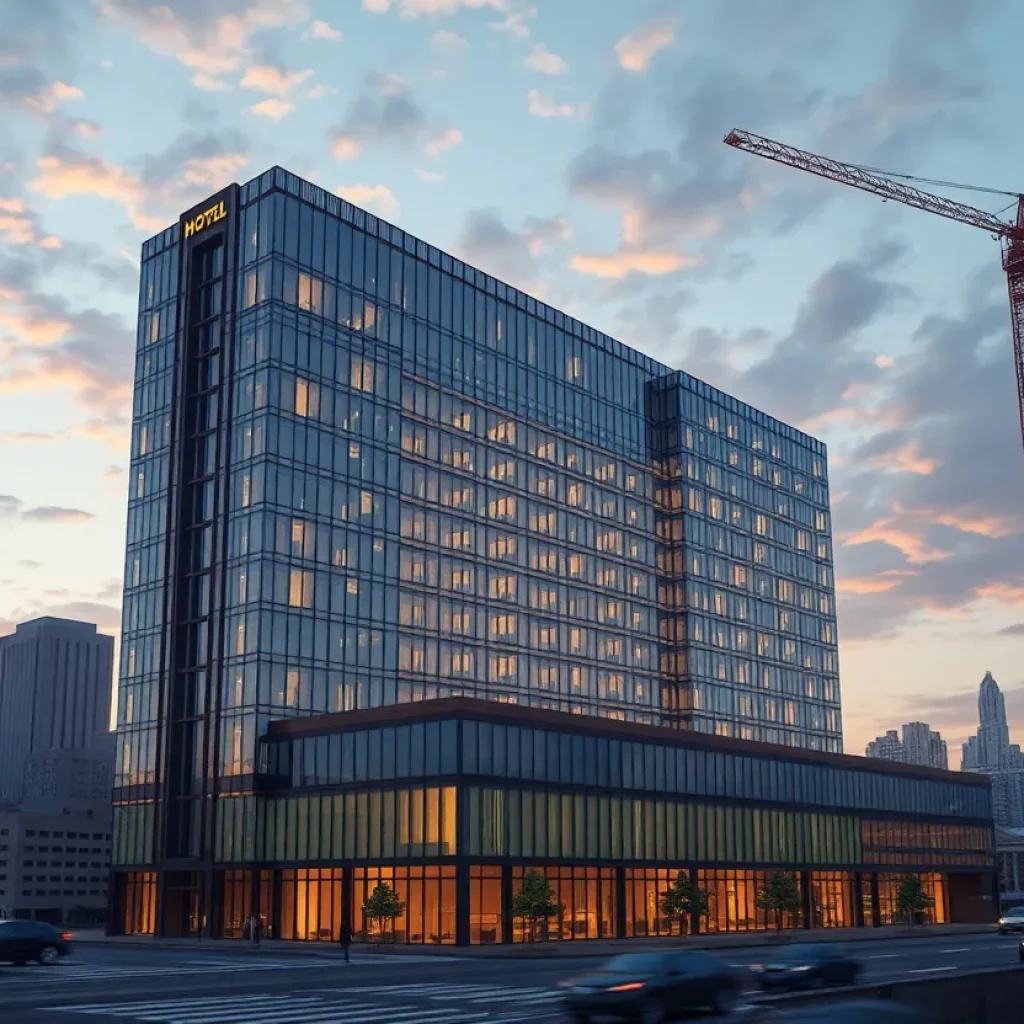 Conceptual rendering of a modern hotel project in Kansas City.