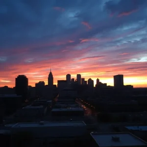 Aerial view of the Kansas City skyline with elements representing community safety
