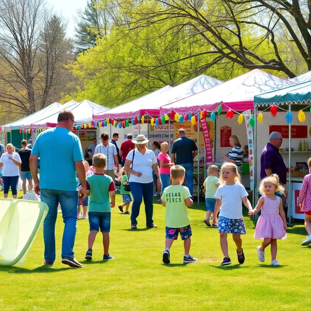 Families enjoying spring festival activities in Kansas City