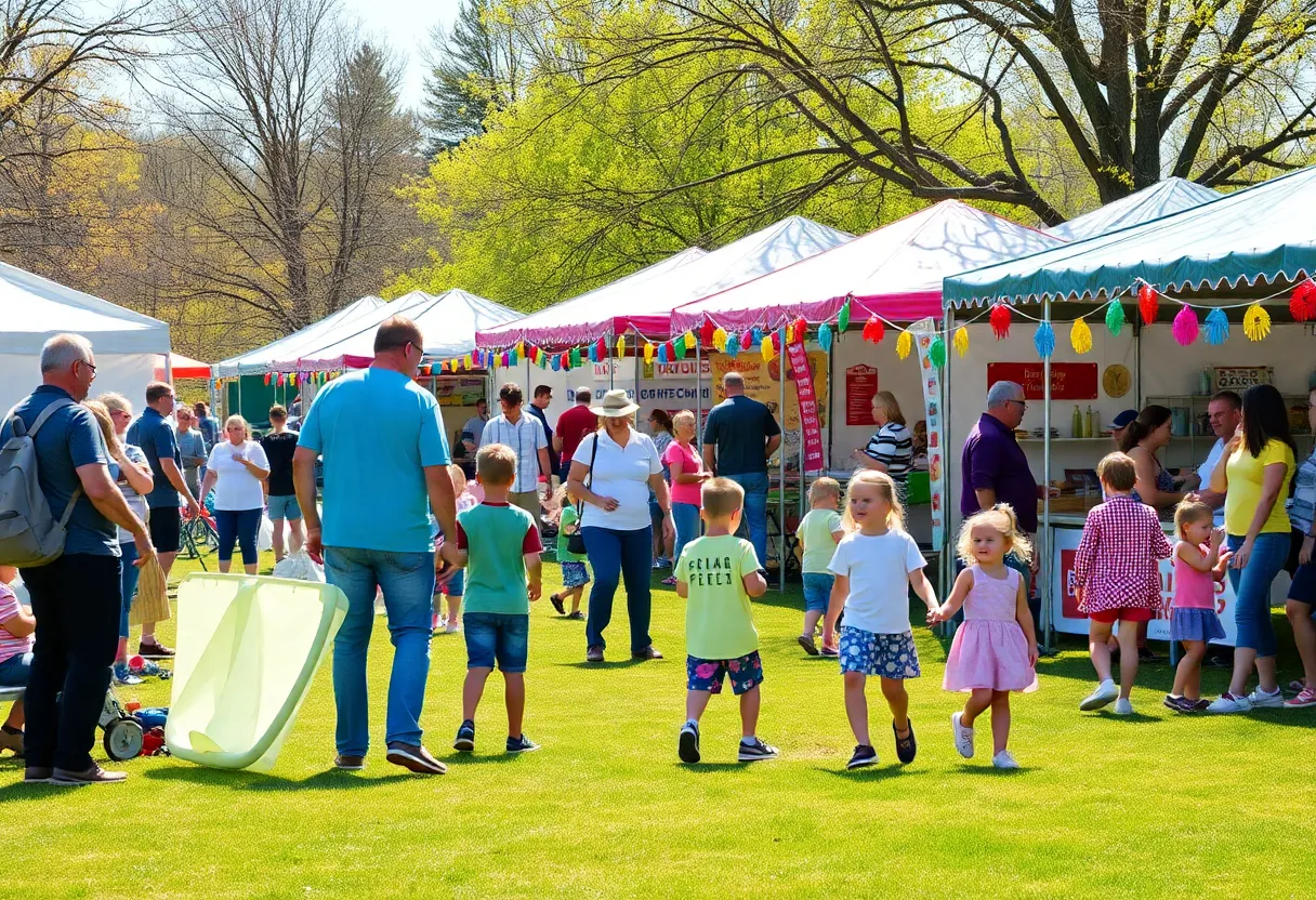 Families enjoying spring festival activities in Kansas City