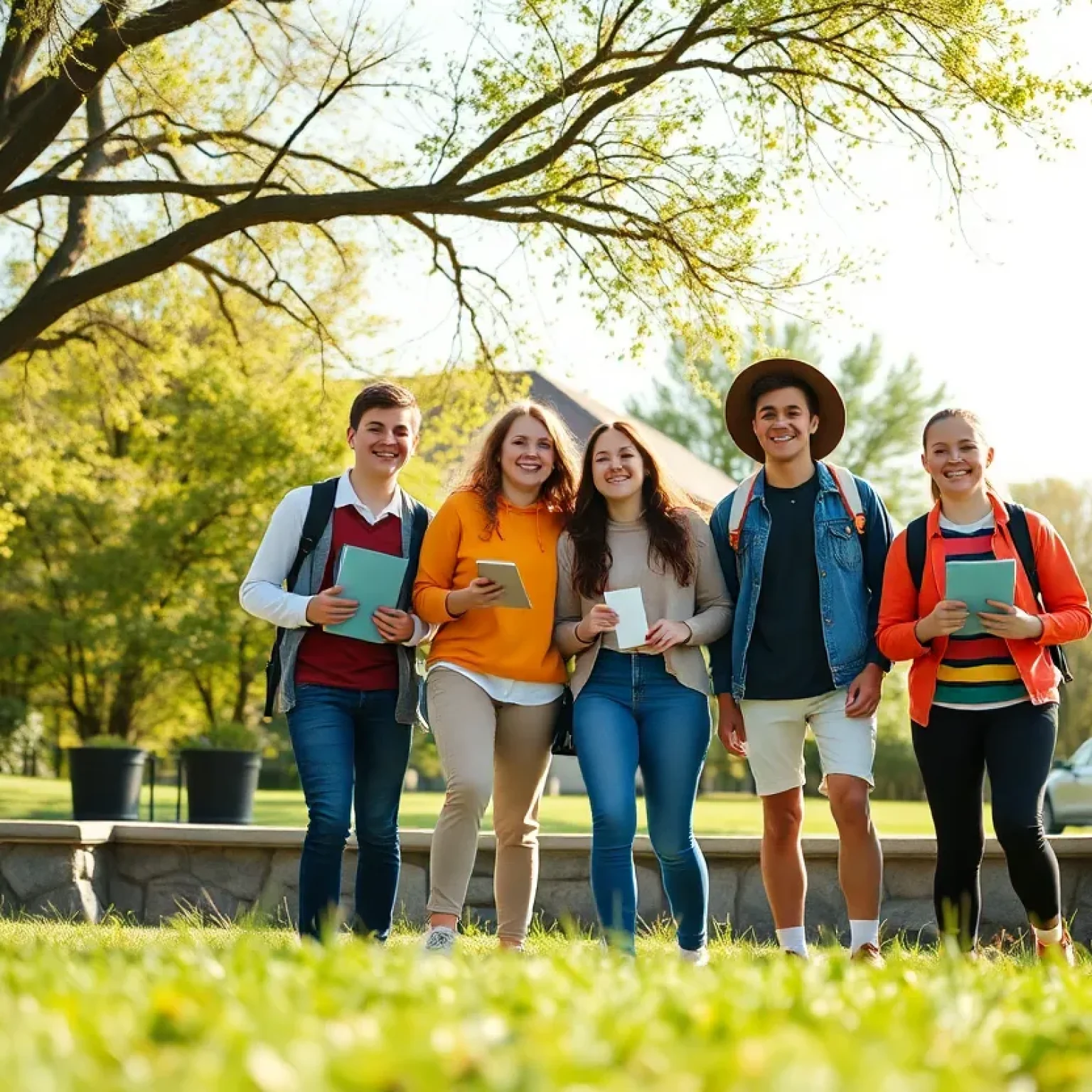 Group of happy Kansas teens enjoying their time outdoors
