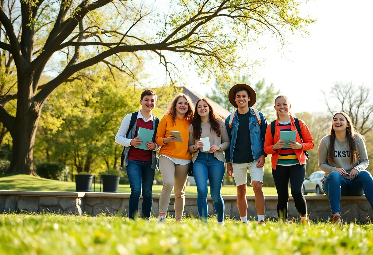 Group of happy Kansas teens enjoying their time outdoors