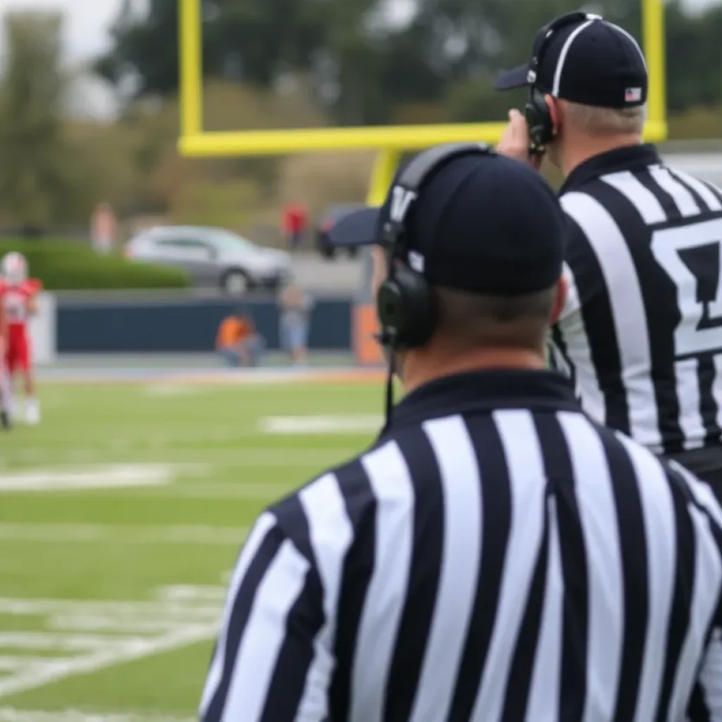 Referee making a call on the football field