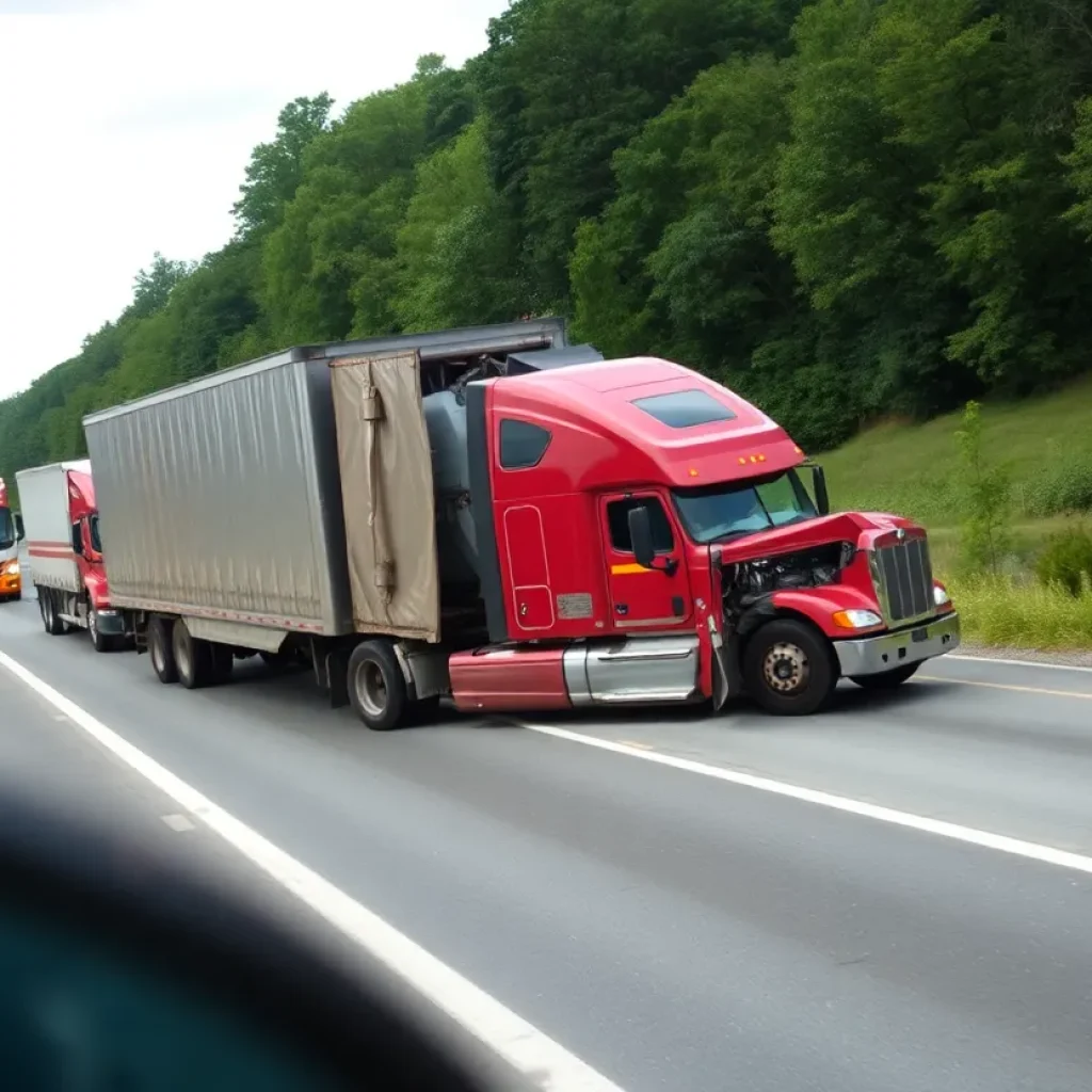 Scene of a semi-truck crash on U.S. 69