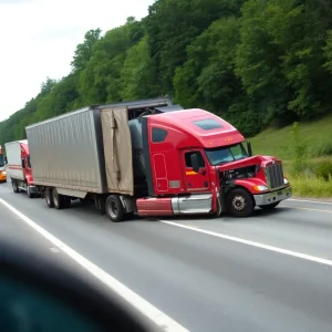 Scene of a semi-truck crash on U.S. 69