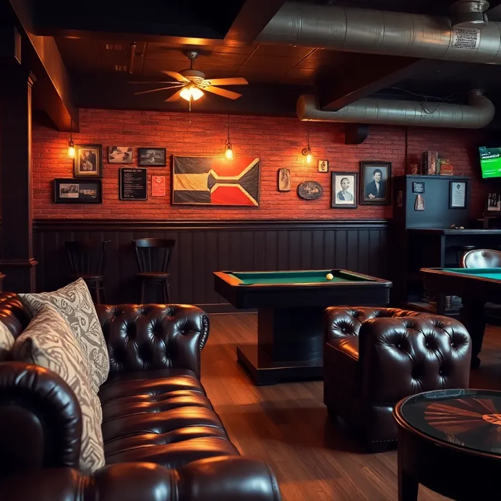 Interior of Something Good bar in Kansas City with seating and decor