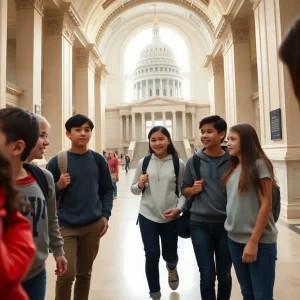 Maryville Middle School students exploring the Missouri Capitol