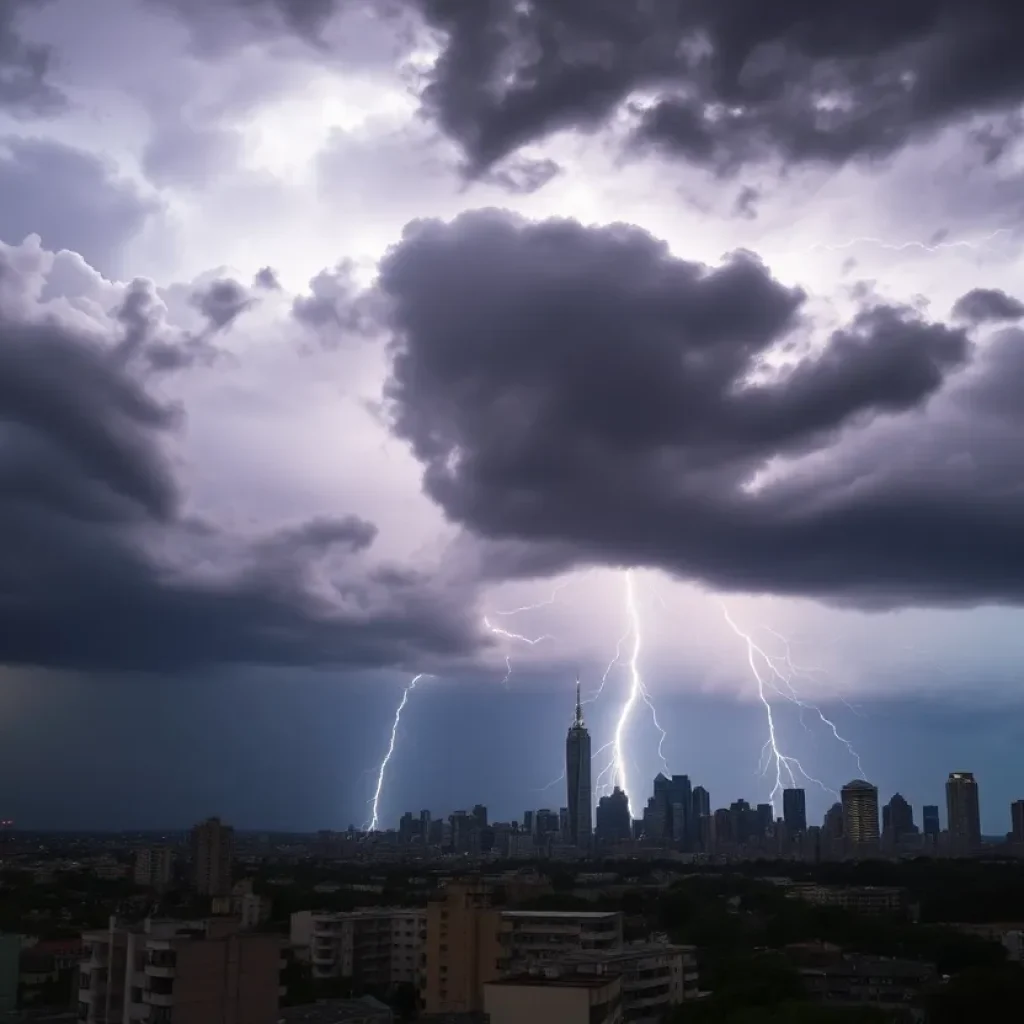 Thunderstorms over Kansas City causing severe weather damage